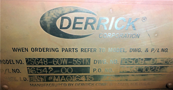 3 Units - Derrick Model 2sg48-60w-5stk Stack Sizer, 5-deck Vibratory Screens)